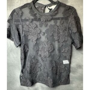 Fleur du Mal Womens Lace Sheer Floral Black Size Medium